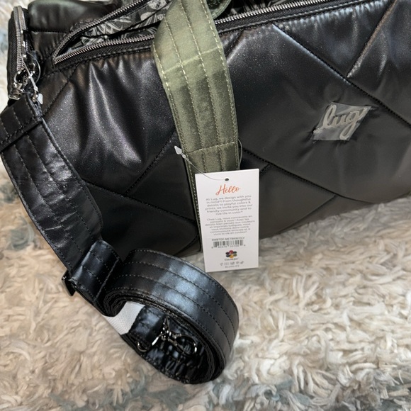 Lug Classic Duffle with Crossbody Strap -Rowboat ~ Metallic Black w/ Olive - Picture 7 of 7